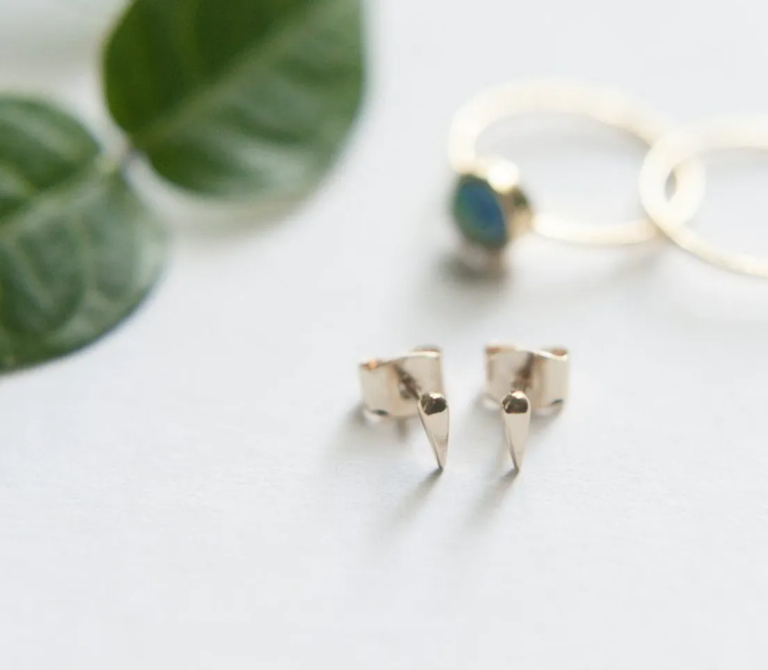 Gold Tusk Droplet Stud Earrings