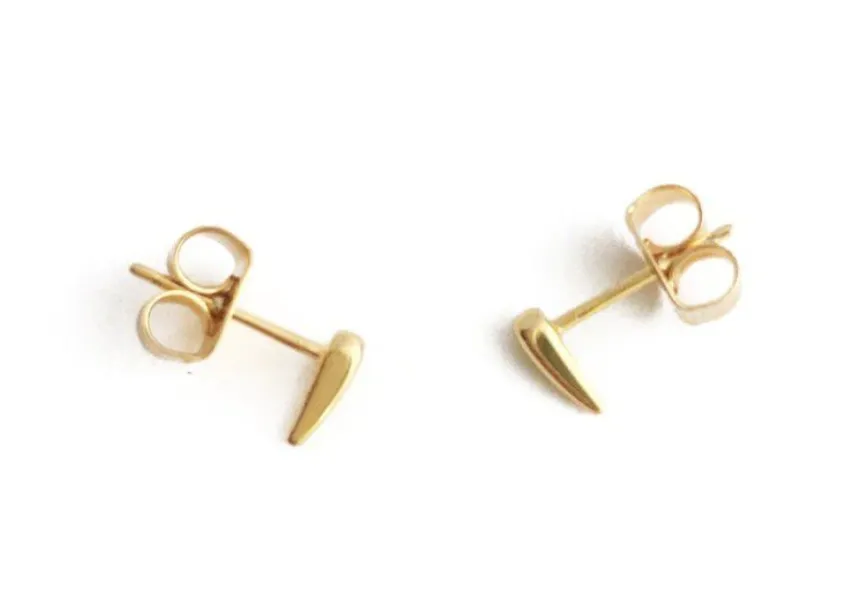 Gold Tusk Droplet Stud Earrings