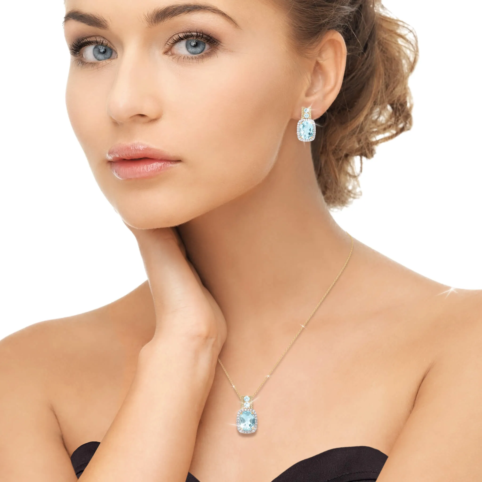 Golden Serenity Blue Topaz Pendant