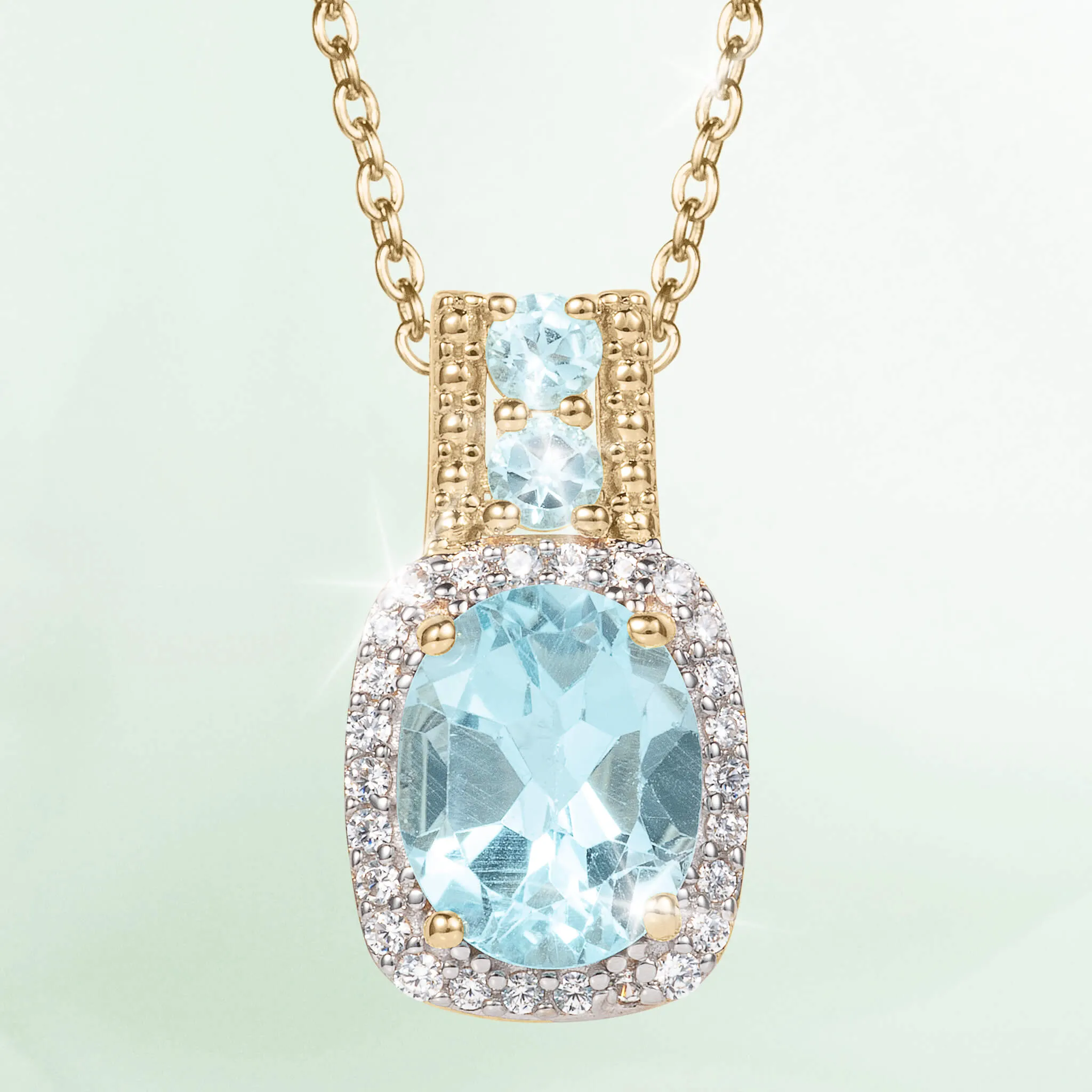 Golden Serenity Blue Topaz Pendant