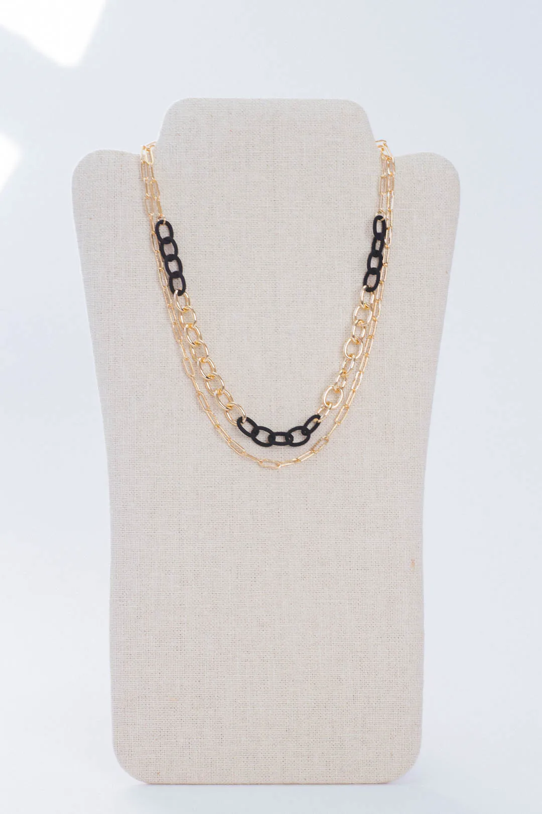 Good Times Layered Necklace, Gold/Black