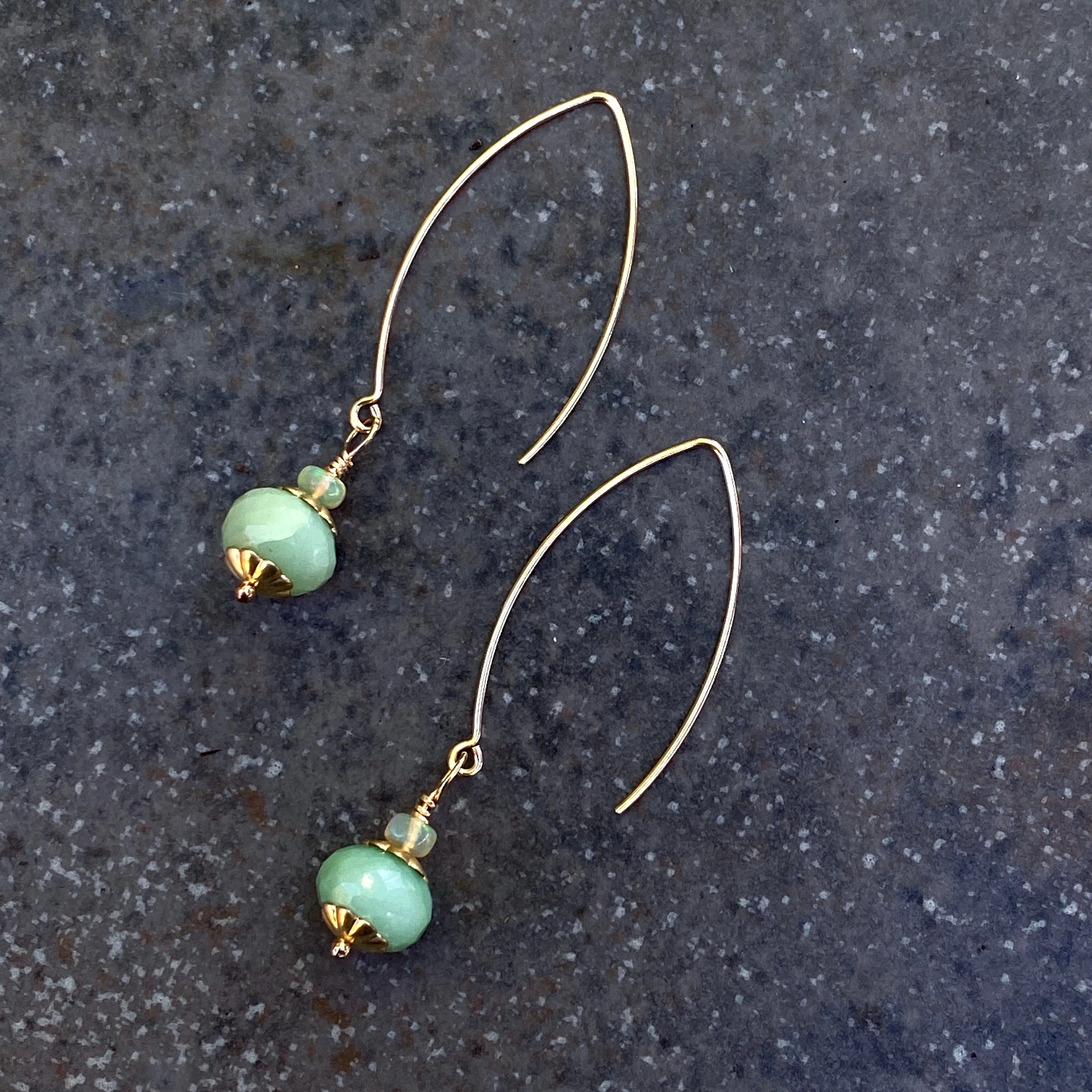 Green Australian Opal Dangle Earrings