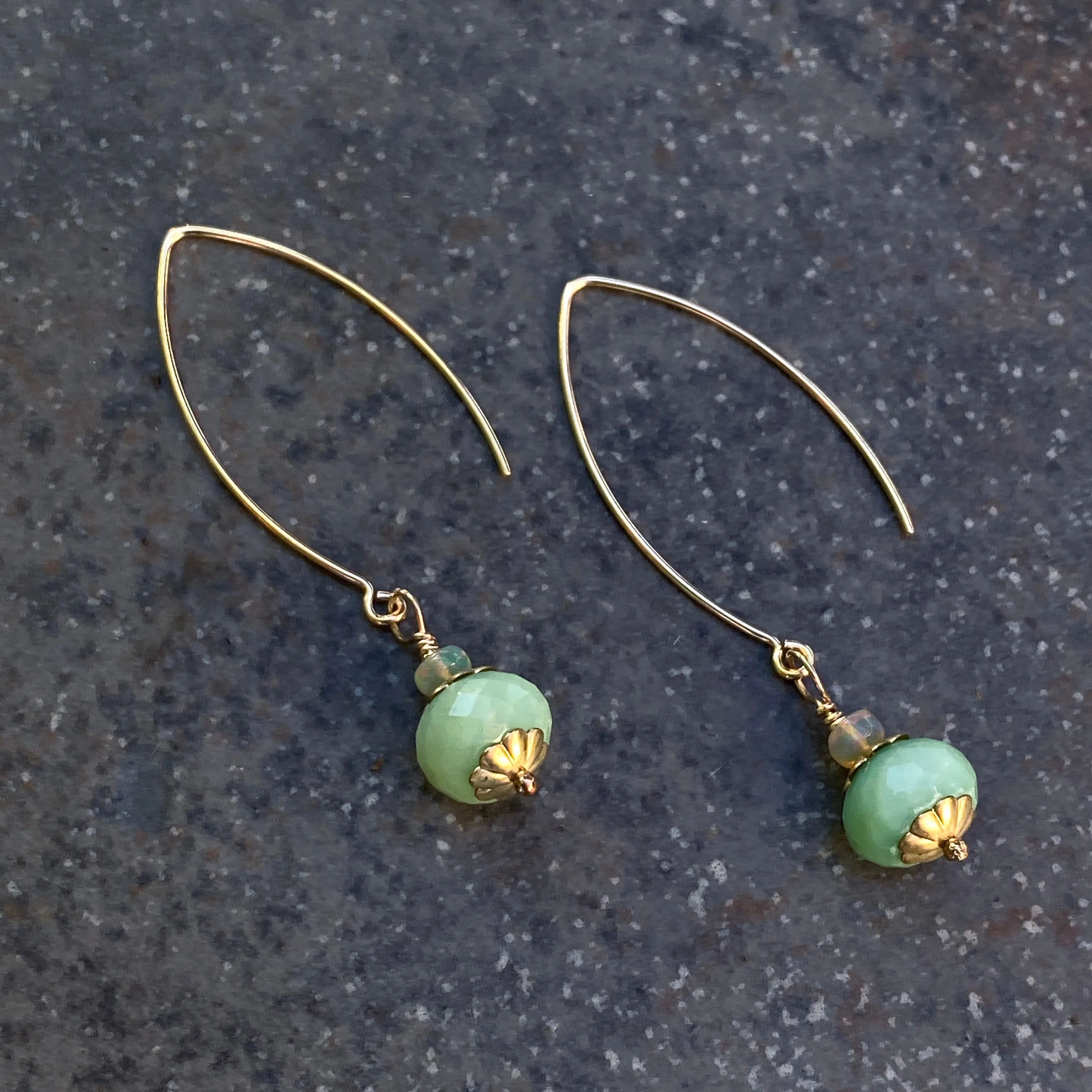 Green Australian Opal Dangle Earrings