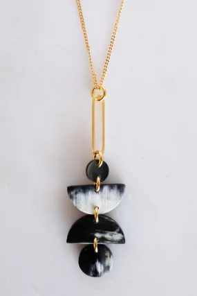 Ha Giang Geometric Buffalo Horn Long Pendant Necklace