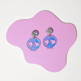 Heart Eye Skull Iridescent Dangle Earrings