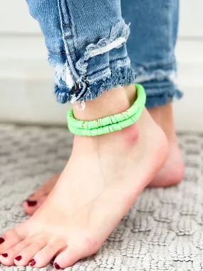 Heishi Color Pop Anklet Lime Green