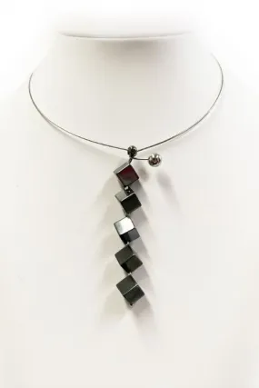 Hematite Square Bead Choker Necklace