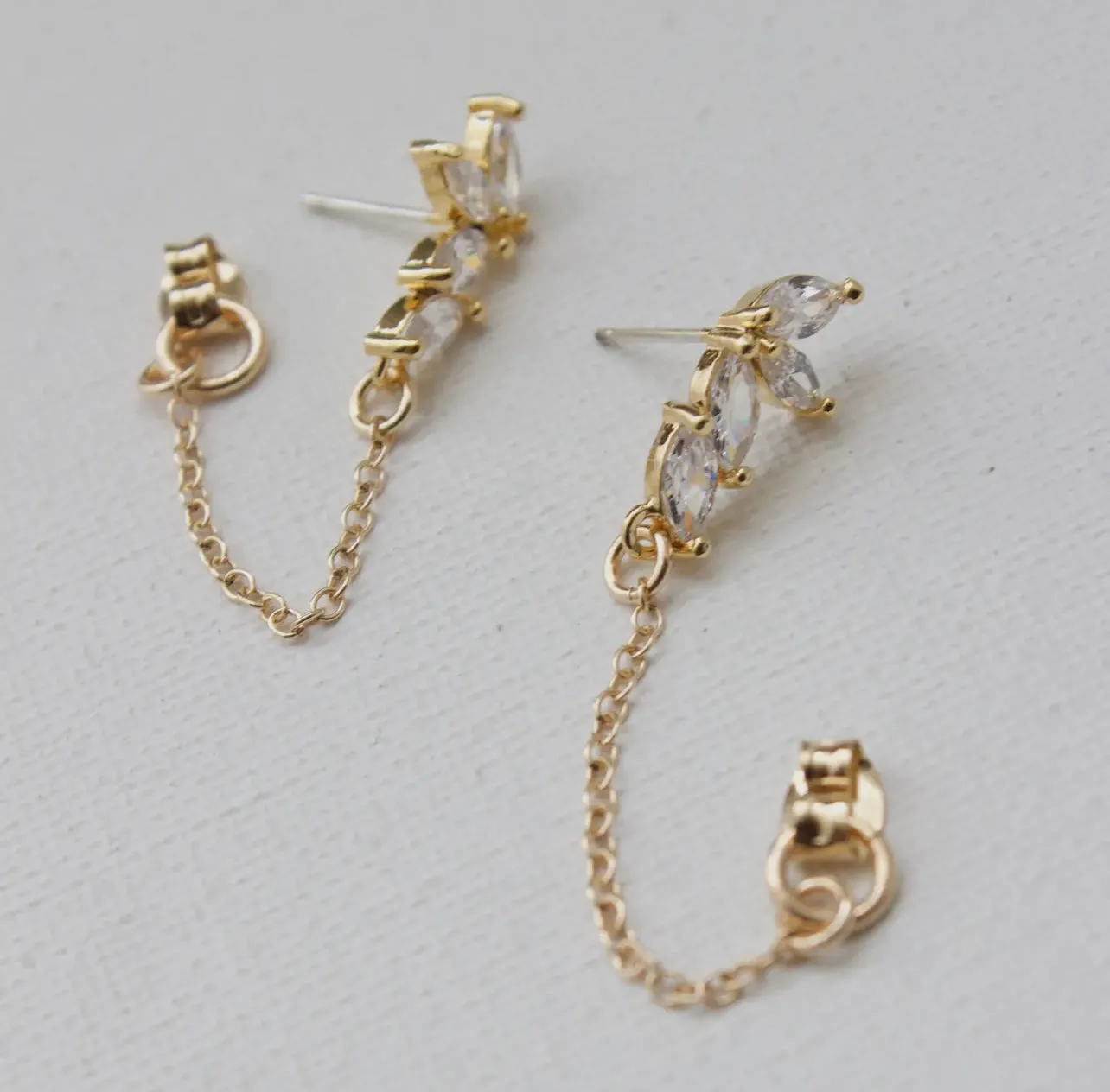 Katie Waltman Cz Marquise & Chain Earrings