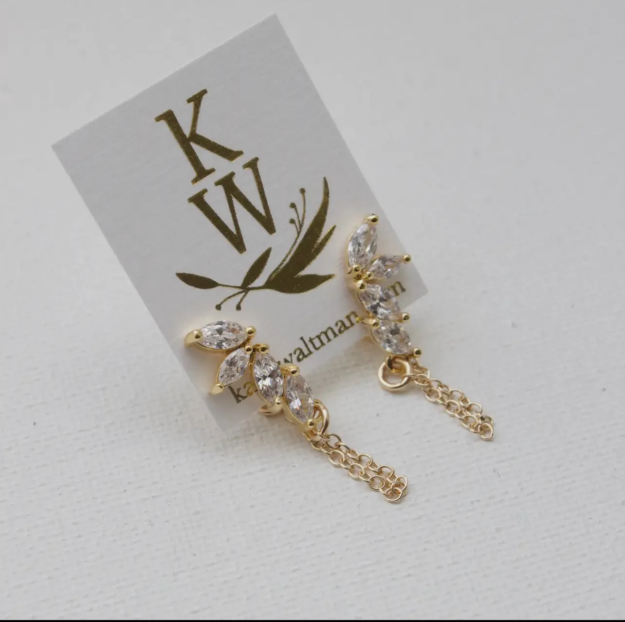 Katie Waltman Cz Marquise & Chain Earrings