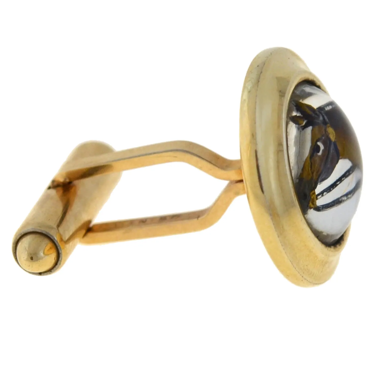 KREMENTZ Vintage Gold-Filled Essex Crystal Horse Cufflinks   Tie Clip Set