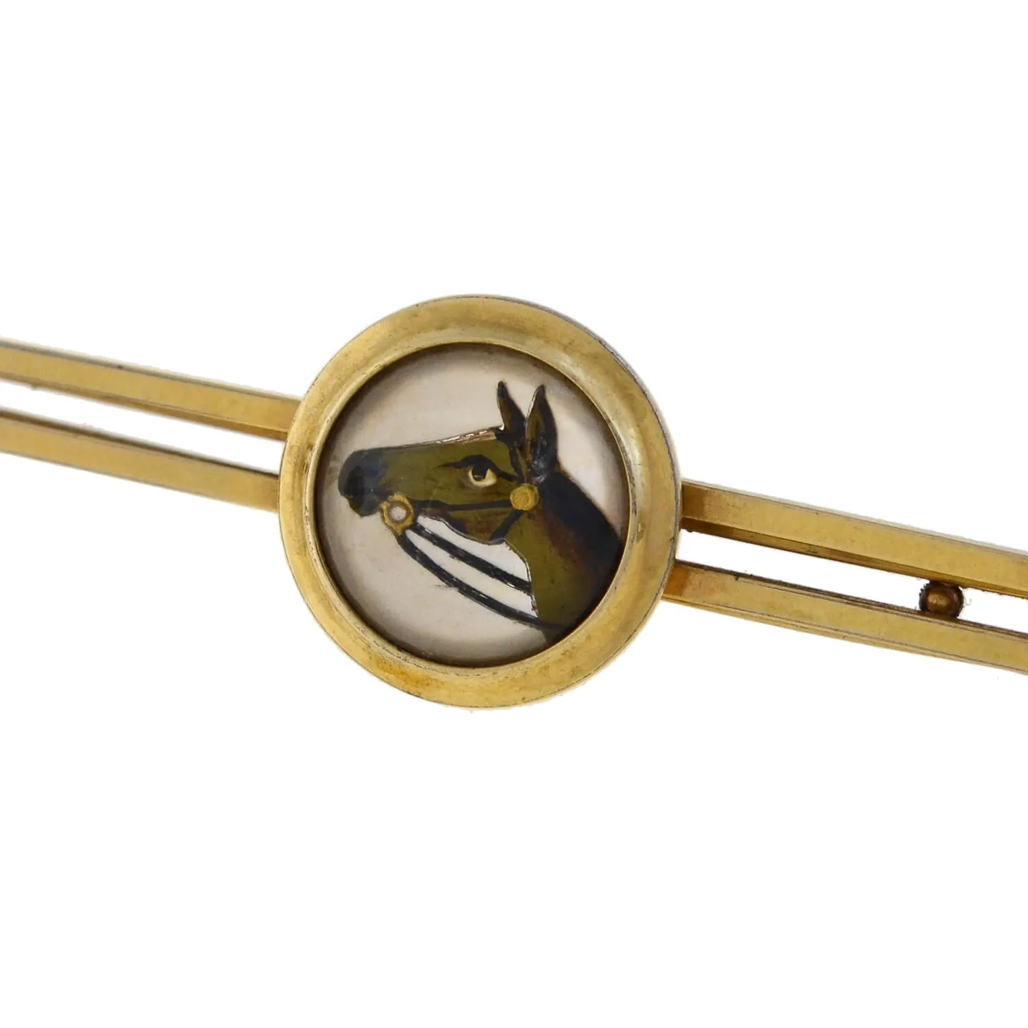 KREMENTZ Vintage Gold-Filled Essex Crystal Horse Cufflinks   Tie Clip Set