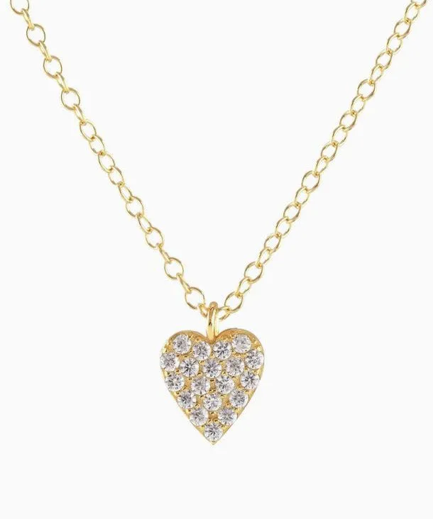 Kris Nations Heart Crystal Charm Necklace - Gold