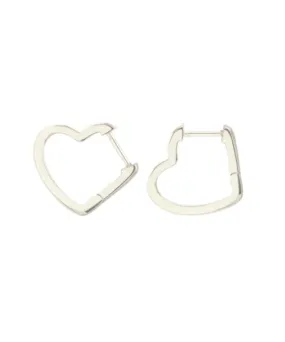 Kris Nations Open Heart Hinged Huggie Earrings - Silver