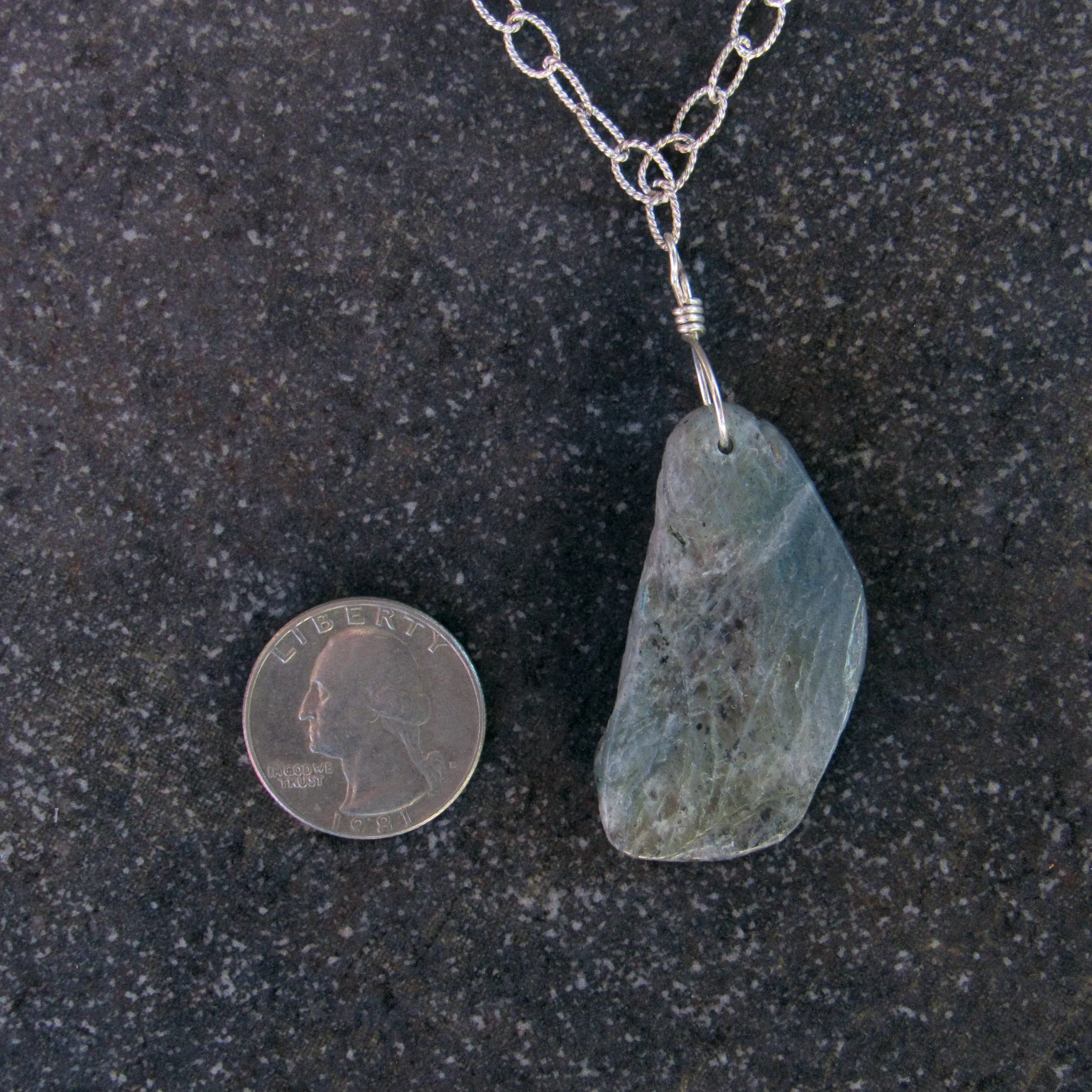 Labradorite gemstone on Sterling Silver chain Necklace