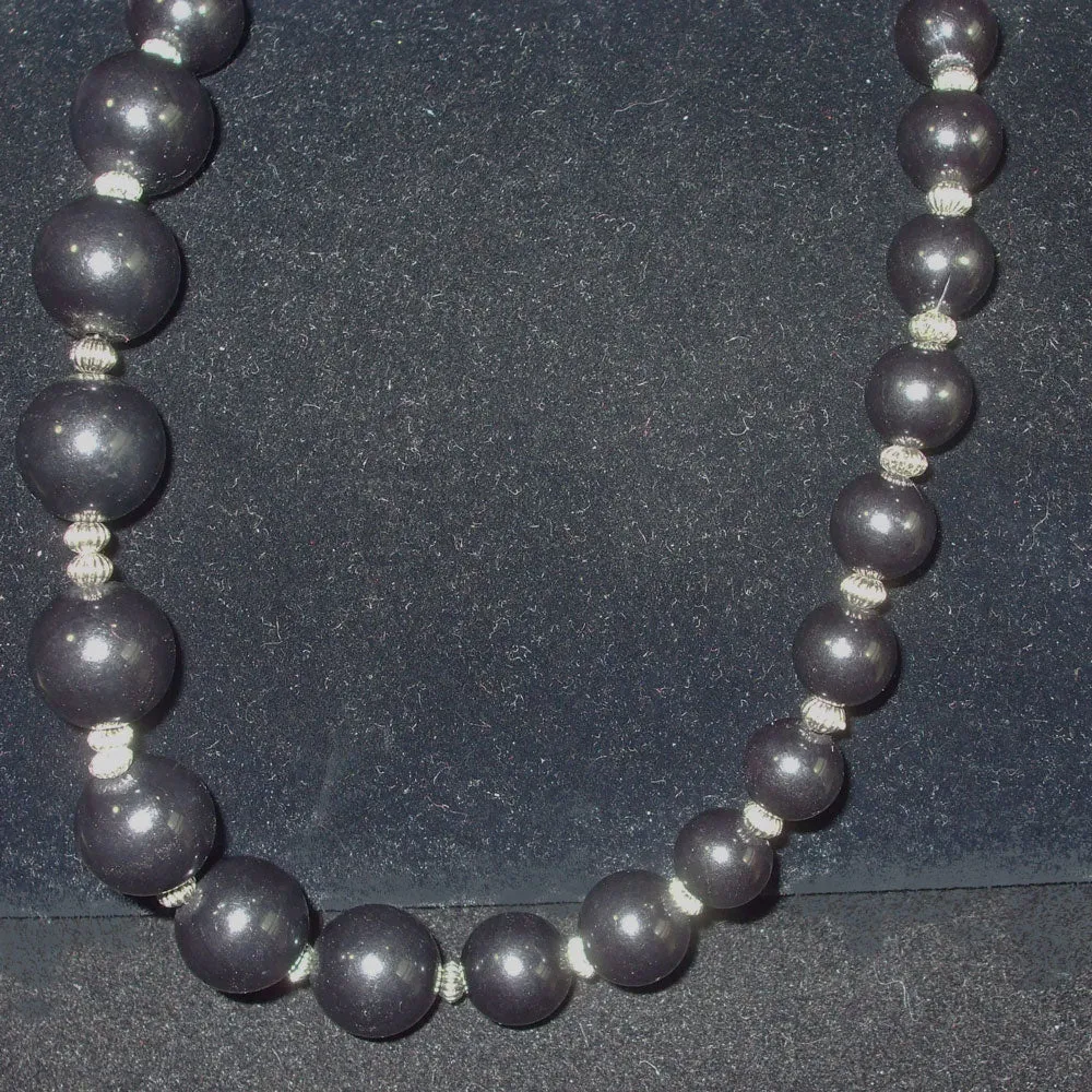 Laken, Black Ebony wooden Beaded single Strand Necklace