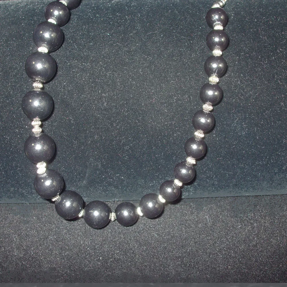 Laken, Black Ebony wooden Beaded single Strand Necklace