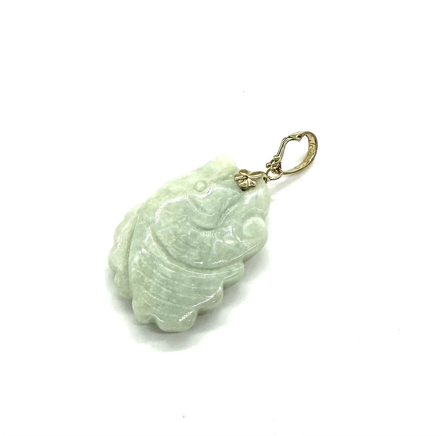 Light Green Jade Carved Fish Pendant