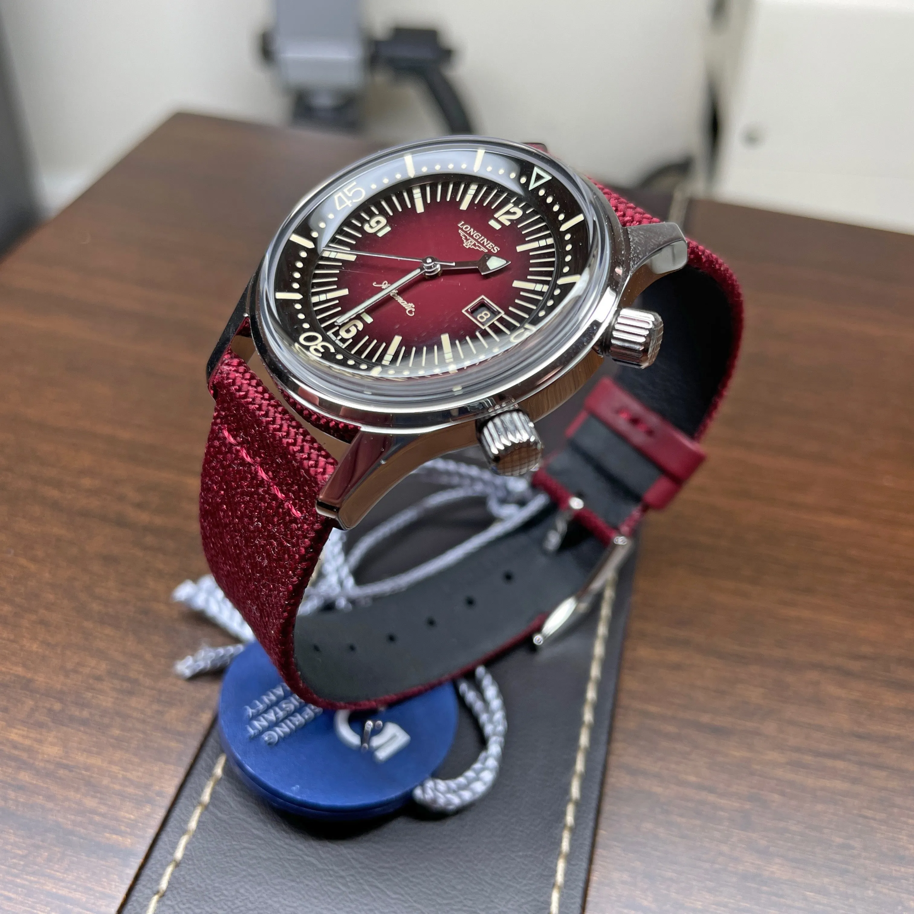 Longines Legend Diver 36MM Bordeaux Dial and Strap Watch L33744402