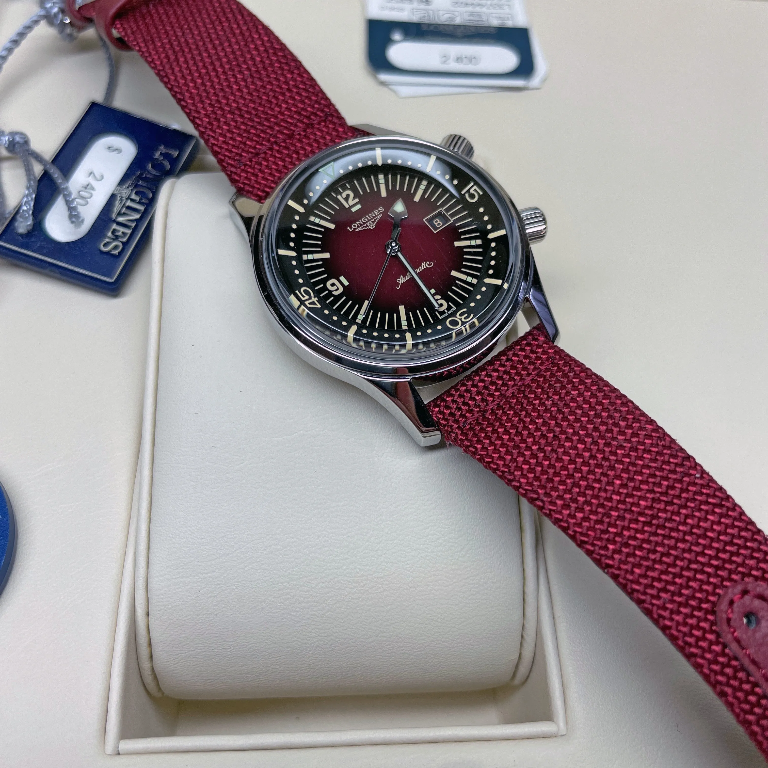 Longines Legend Diver 36MM Bordeaux Dial and Strap Watch L33744402