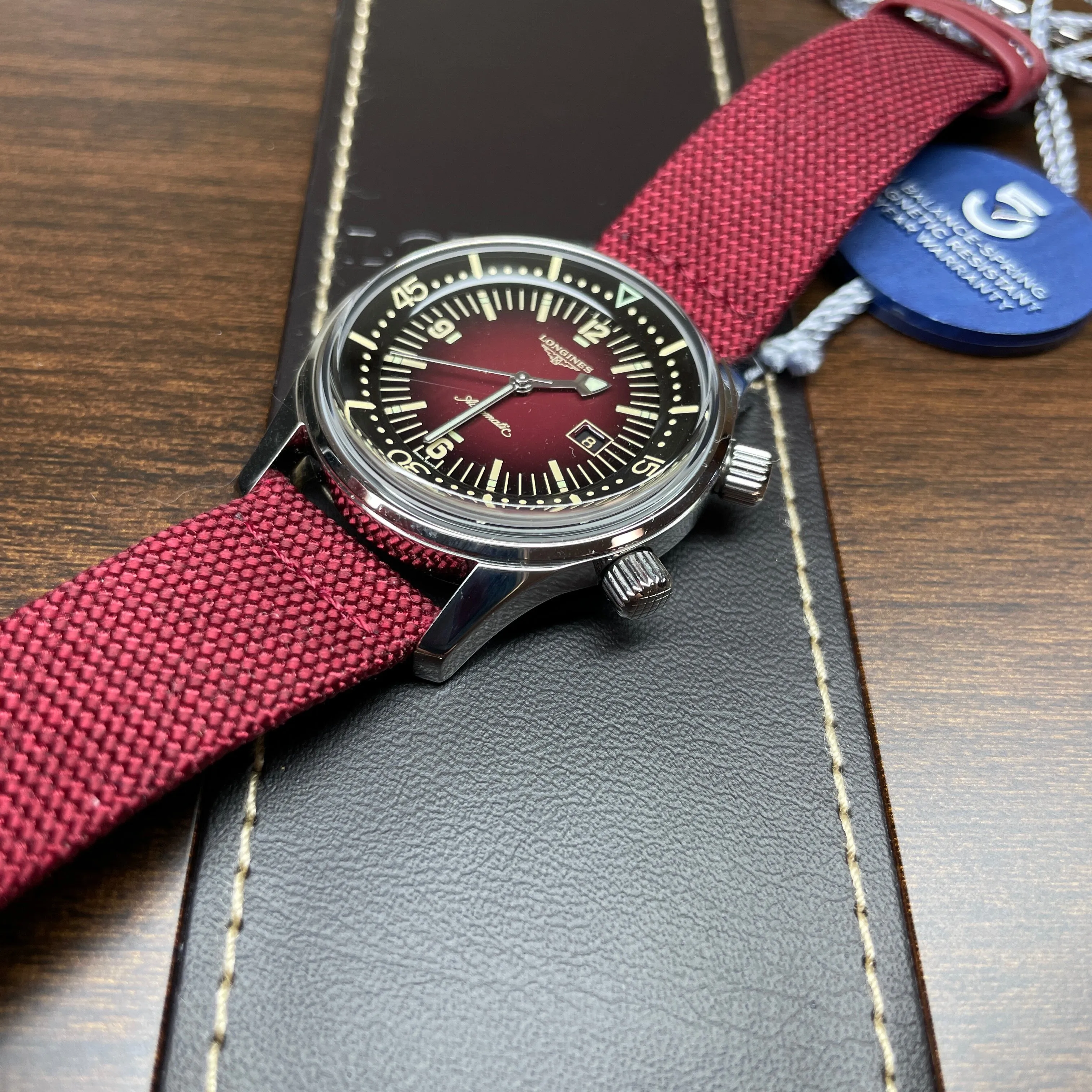 Longines Legend Diver 36MM Bordeaux Dial and Strap Watch L33744402