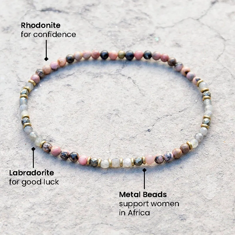 Love and Serendipity Rhodonite and Labradorite Anklet