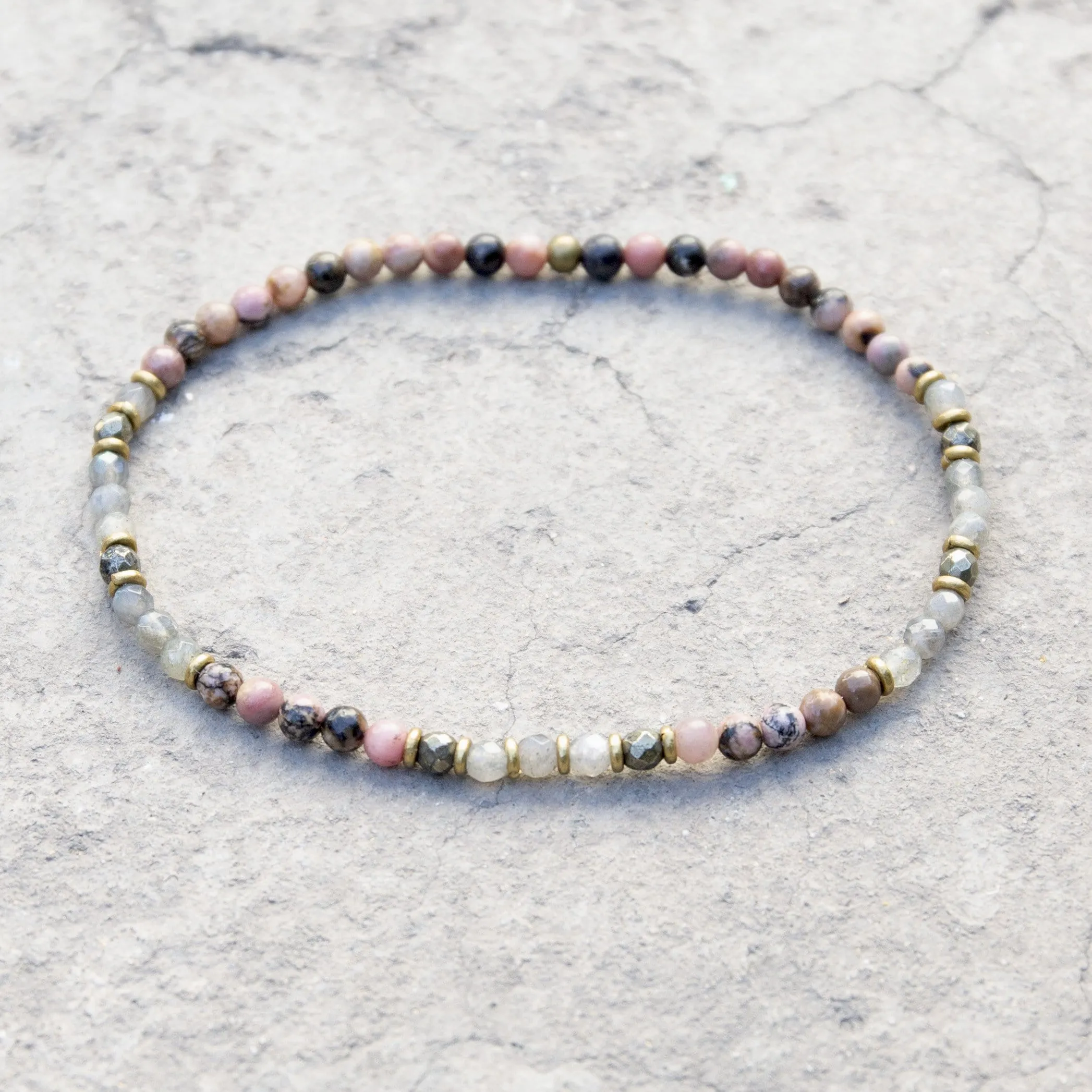 Love and Serendipity Rhodonite and Labradorite Anklet