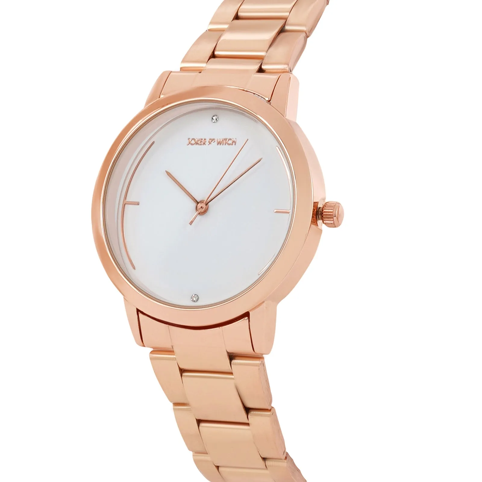 Luna White Dial Rosegold Metallic Strap Watch