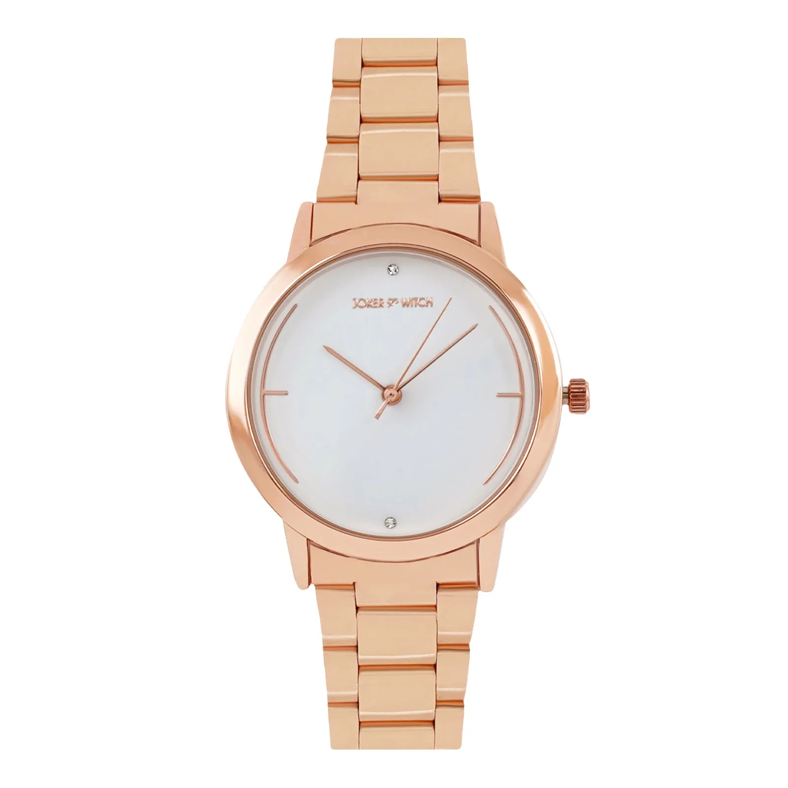 Luna White Dial Rosegold Metallic Strap Watch