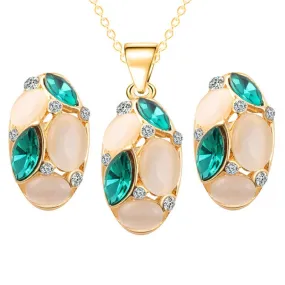 Luxury Austrian Crystal Opal Jewelry Set