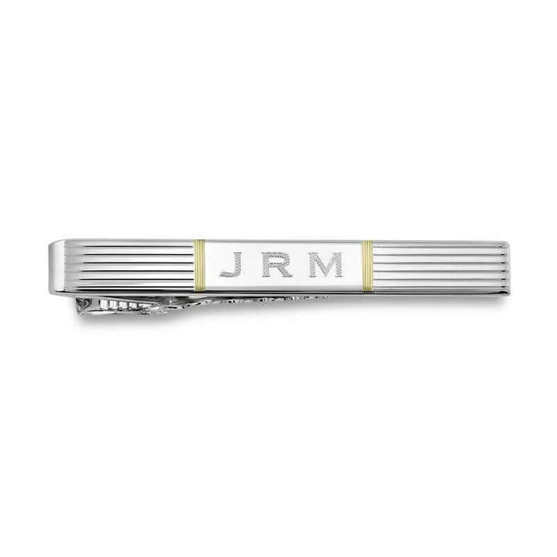 Men's Tie Bar in Sterling Silver and Gold Plate (4 Characters) of Trendolla