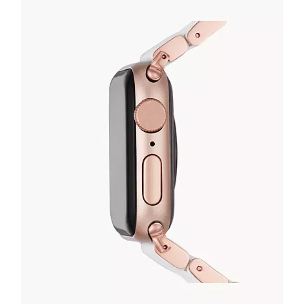 Michele White Silicone-Wrapped Bracelet Band with Rose Gold for Apple Watch