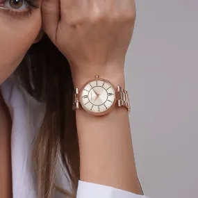 Milan All Rosegold Metallic Strap Watch