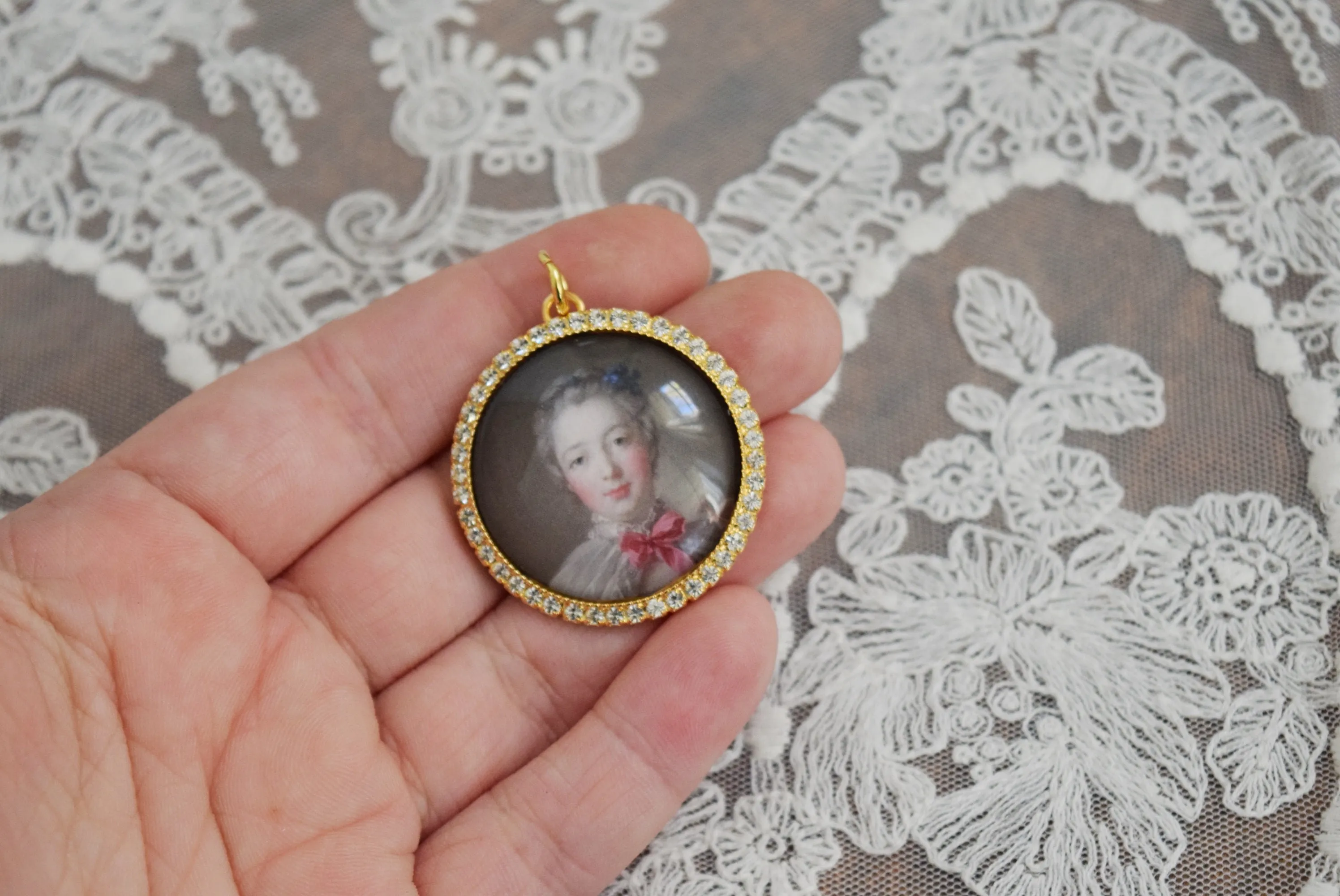 Miniature Portrait - Large Round - Madame de Pompadour