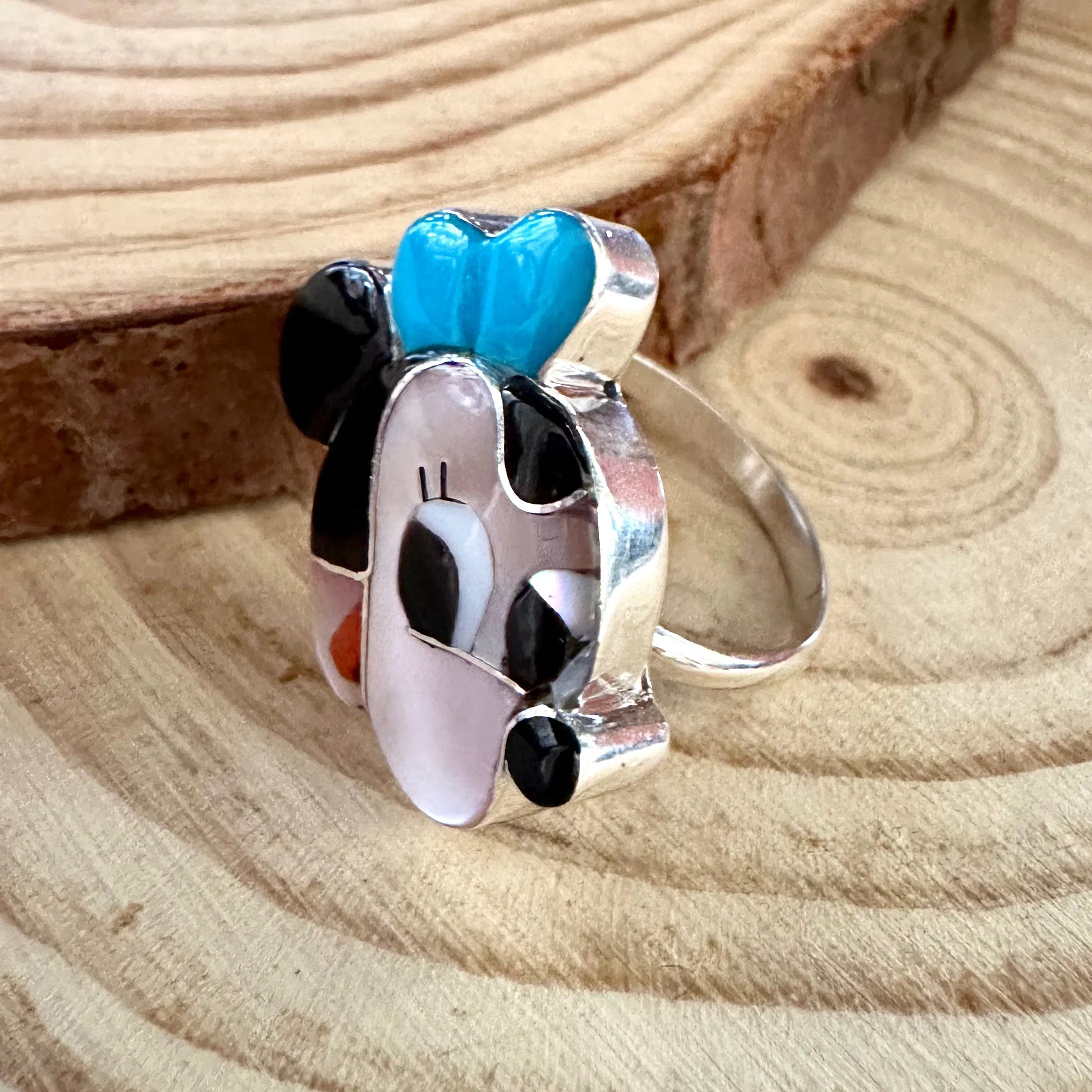 MINNIE MOUSE Paula Leekity Zuni Toons Sterling Silver Muli-Stone Inlay Ring  Size 6