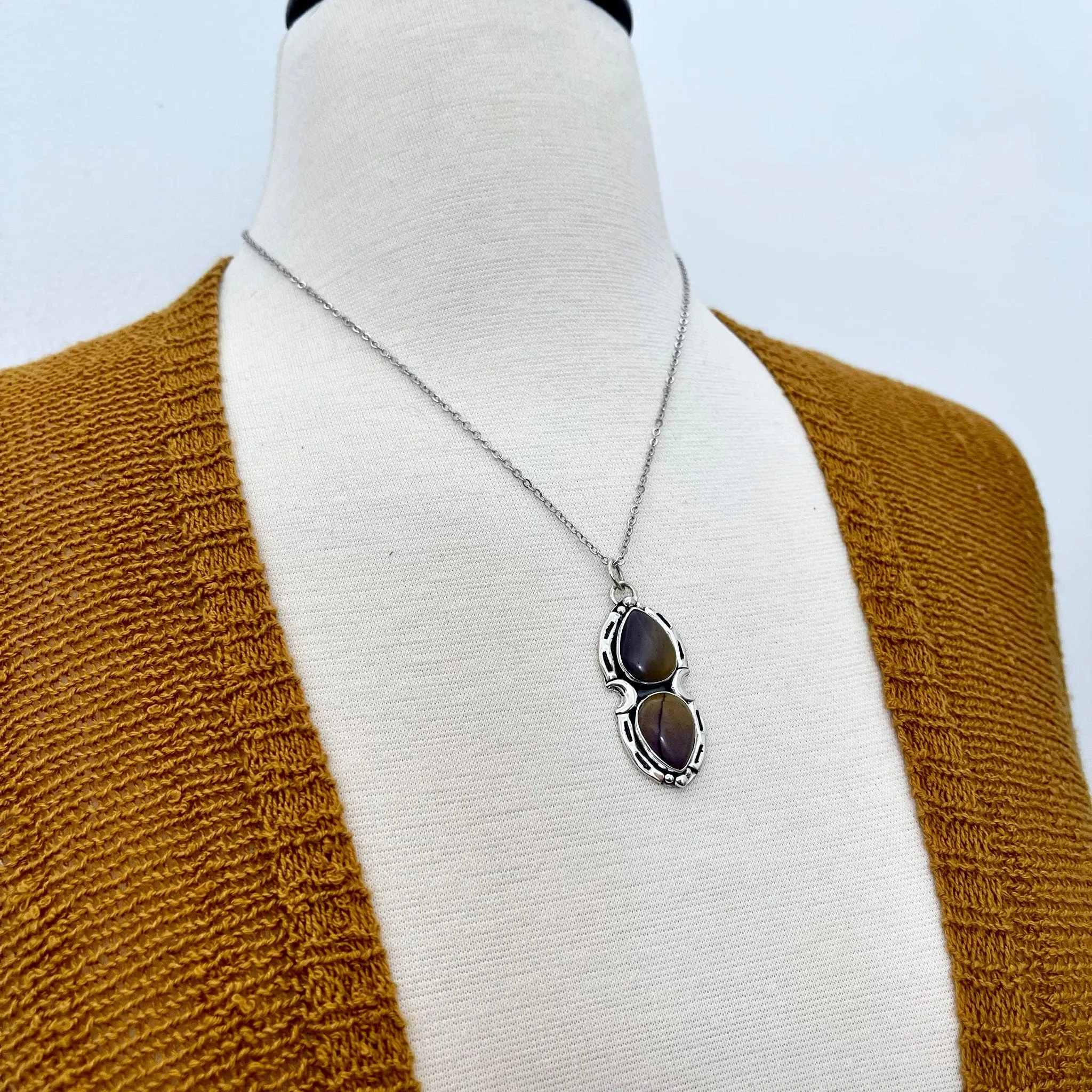 Mystic Moon Mookaite Crystal Statement Necklace in Sterling Silver / Designed by FOXLARK Collection