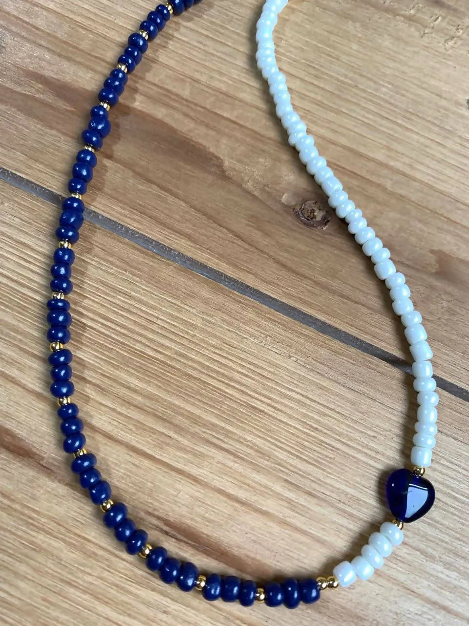 Navy blue heart and white choker