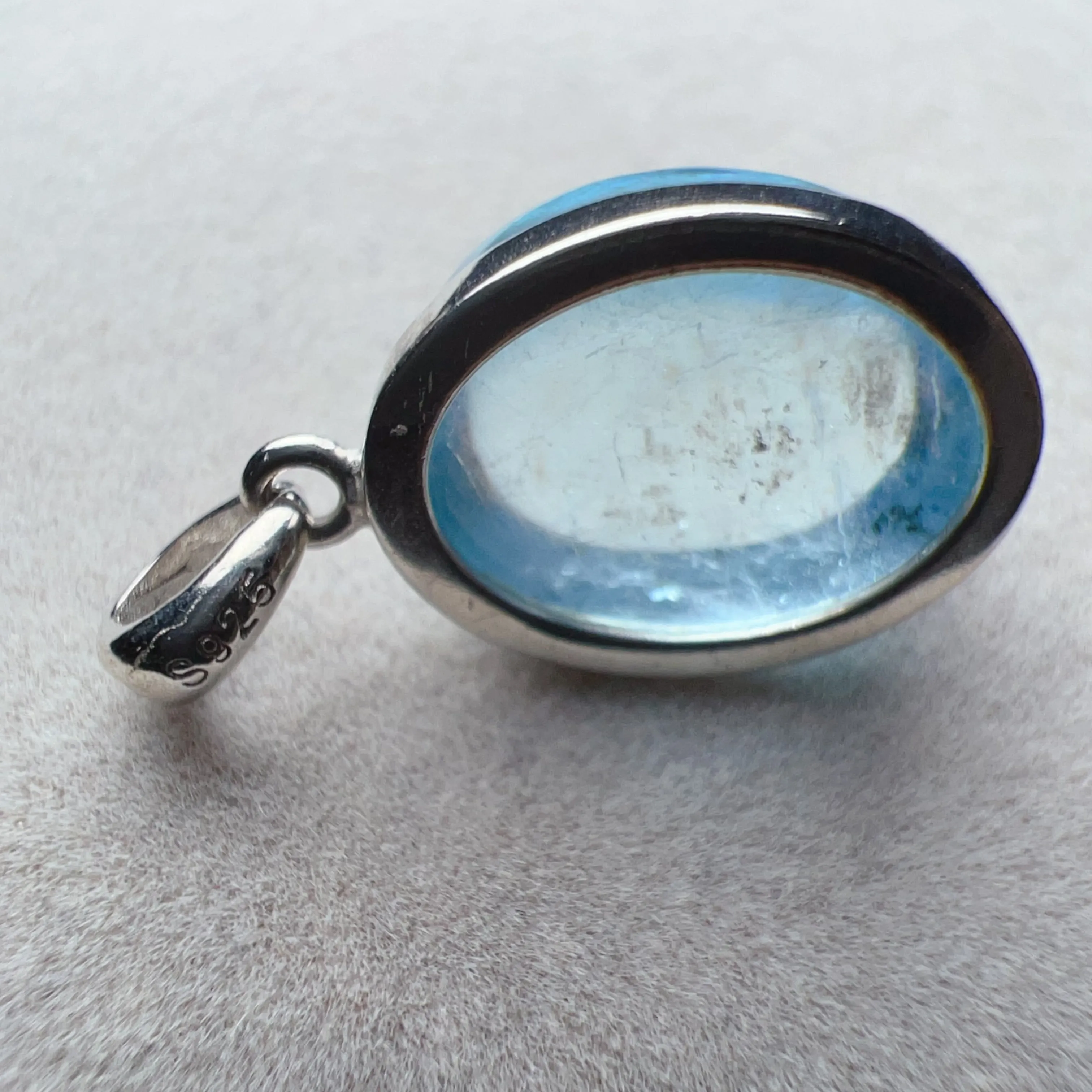 Nice Clarity Aquamarine Cabochon Pendant Necklace | Throat Chakra Healing Crystal Jewelry