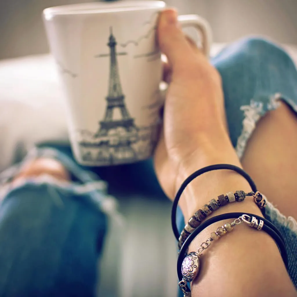 paintbrush desert jasper // thick leather wrap bracelet - choker