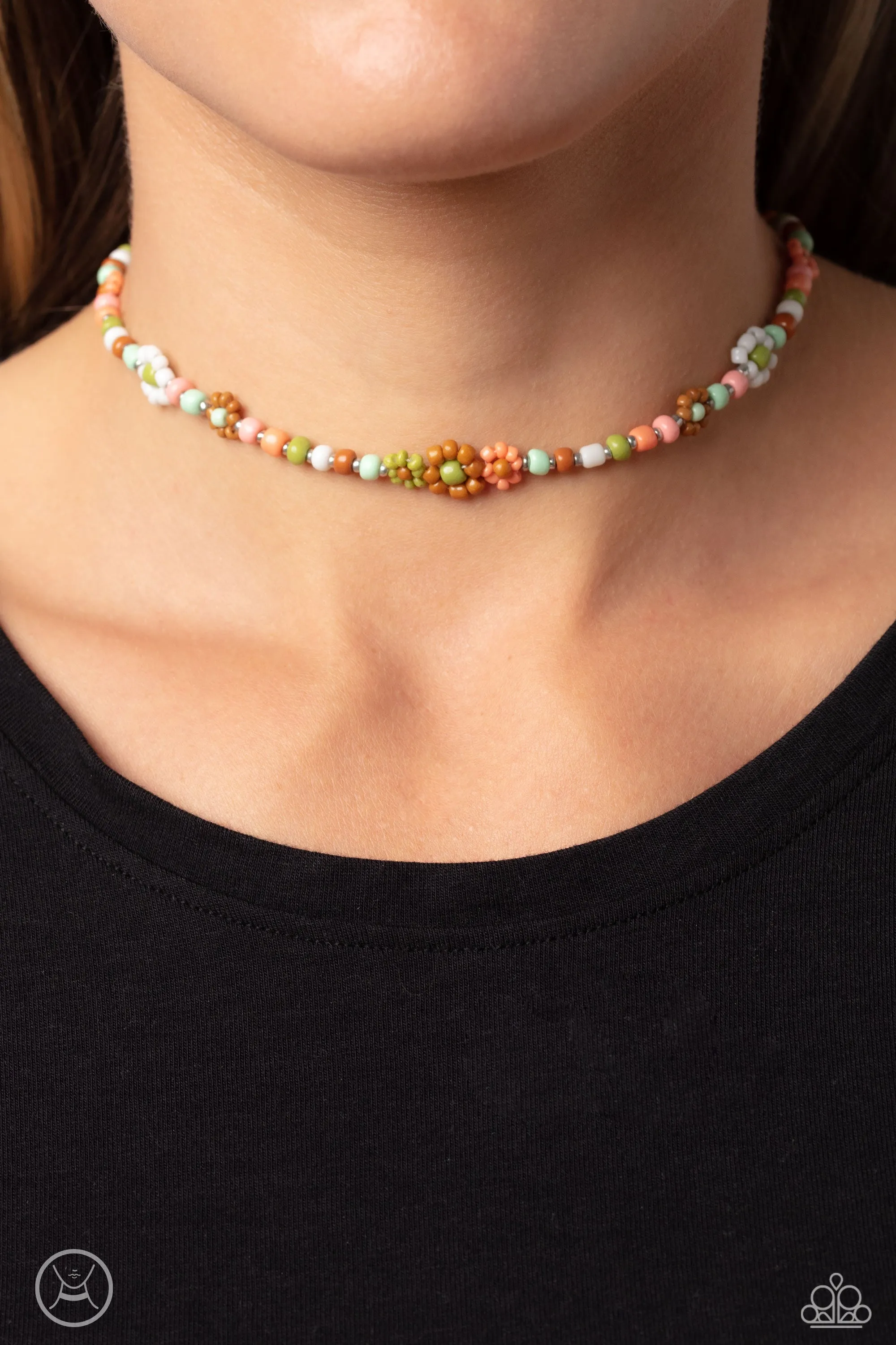 Paparazzi Flower Child Flair - Multi Seed Beads Dainty Choker Necklace