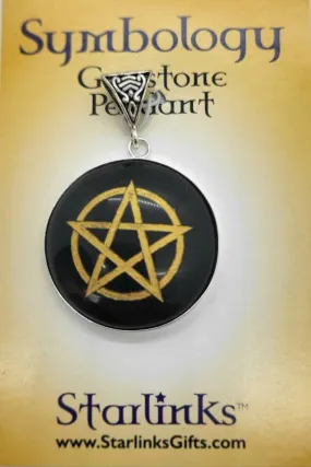 Pendant, Black Obsidian w-Pentagram  - Symbology