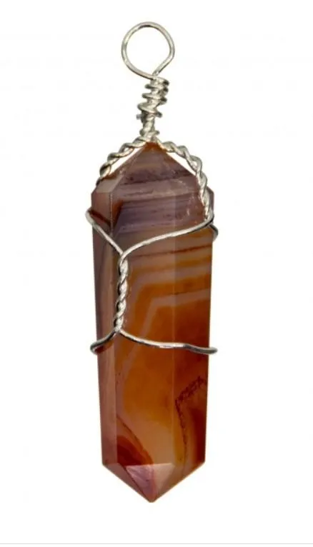 Pendant, Carnelian Wire Wrapped