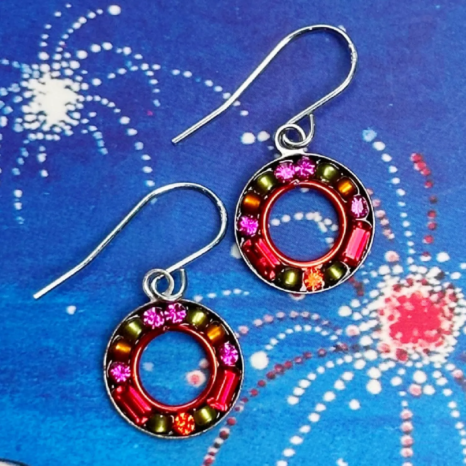 Petite Mosaic Tangerine Circle Earrings