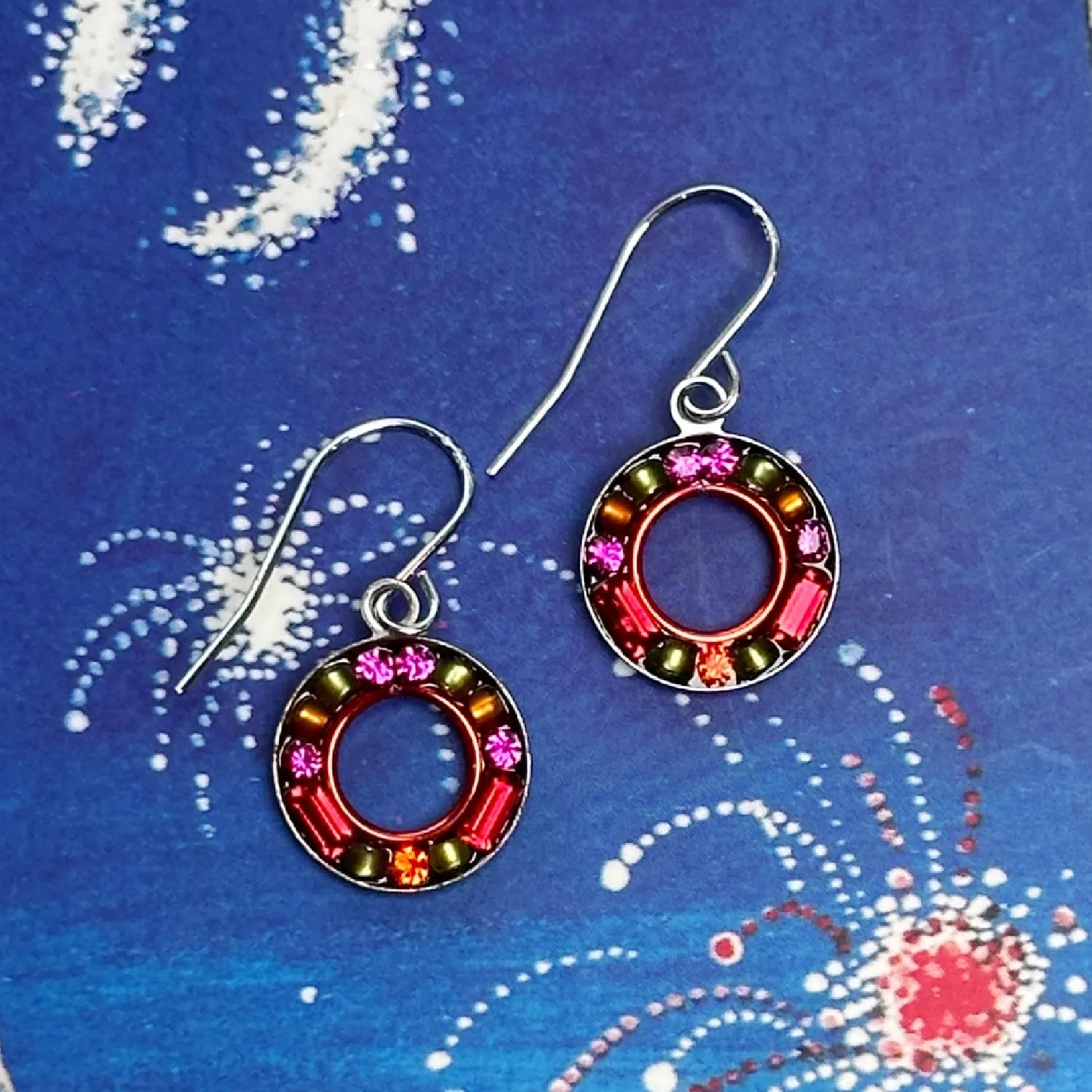 Petite Mosaic Tangerine Circle Earrings