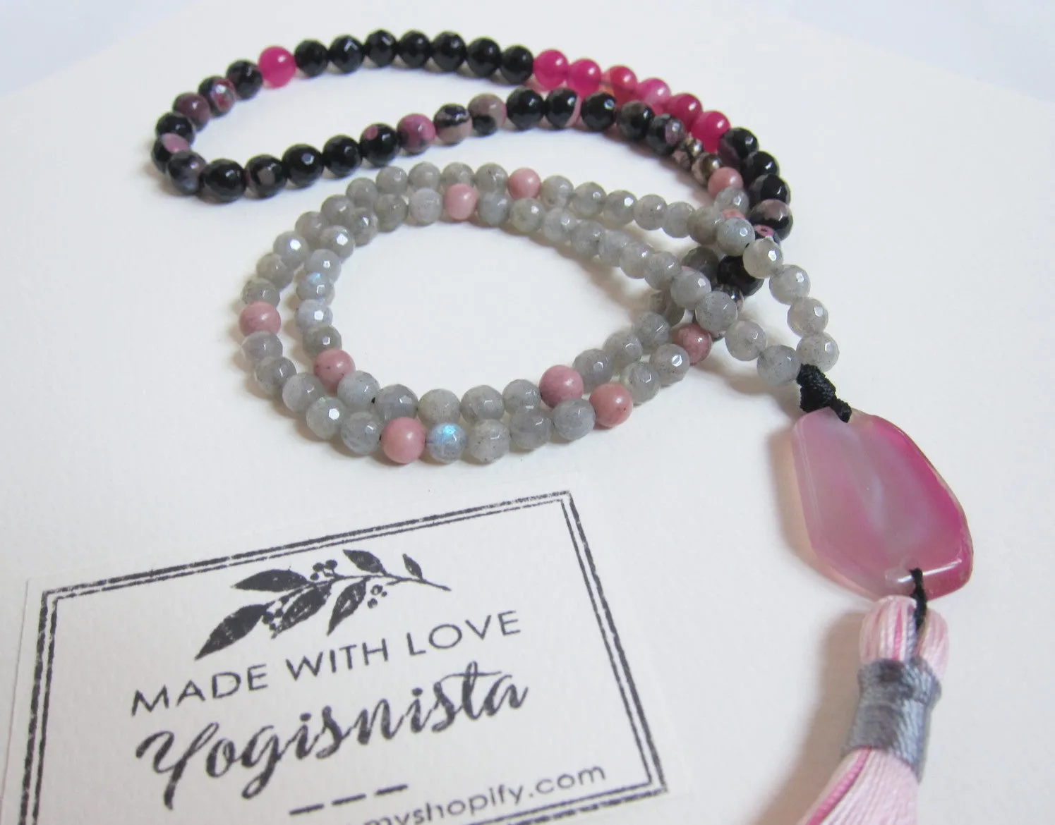 Pink Quartz, Labradorite, Pink Agate Necklace ~ Layer with Pink!