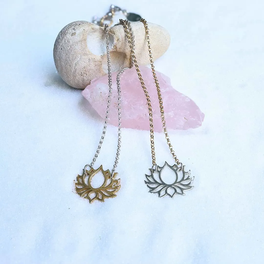 Proudest Bloom - Silver and Gold Mix Metal Lotus Necklace