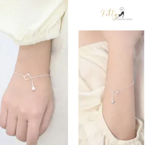 Purrfection Cat Bracelet/Anklet with Hanging Bell Charm in Solid 925 Sterling Silver