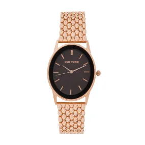 Quisp Black Mop Dial Rosegold Metallic Strap Watch