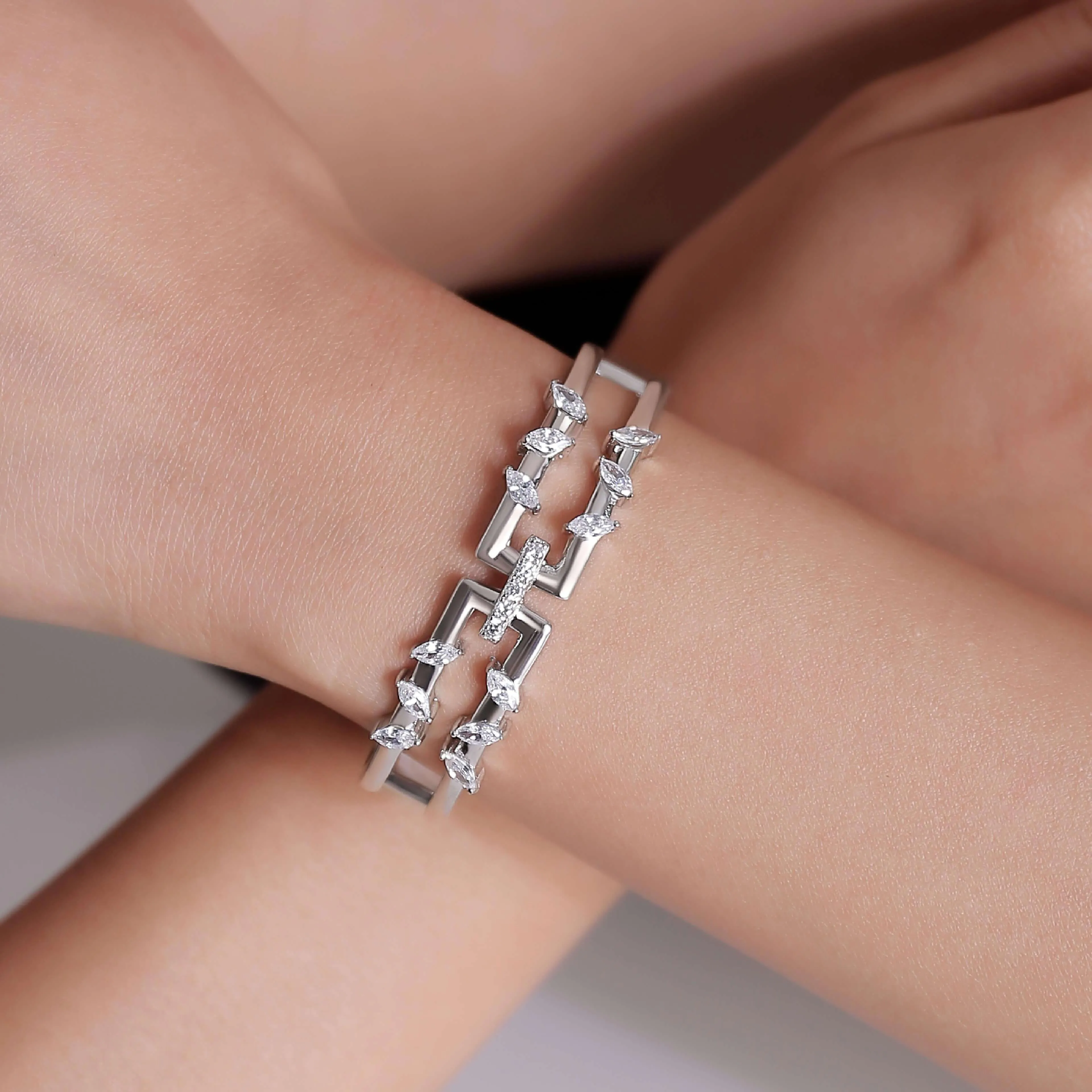 Rectangular Bracelet Jasmine Breeze Collection Designed by Designed by Golnaz Niazmand