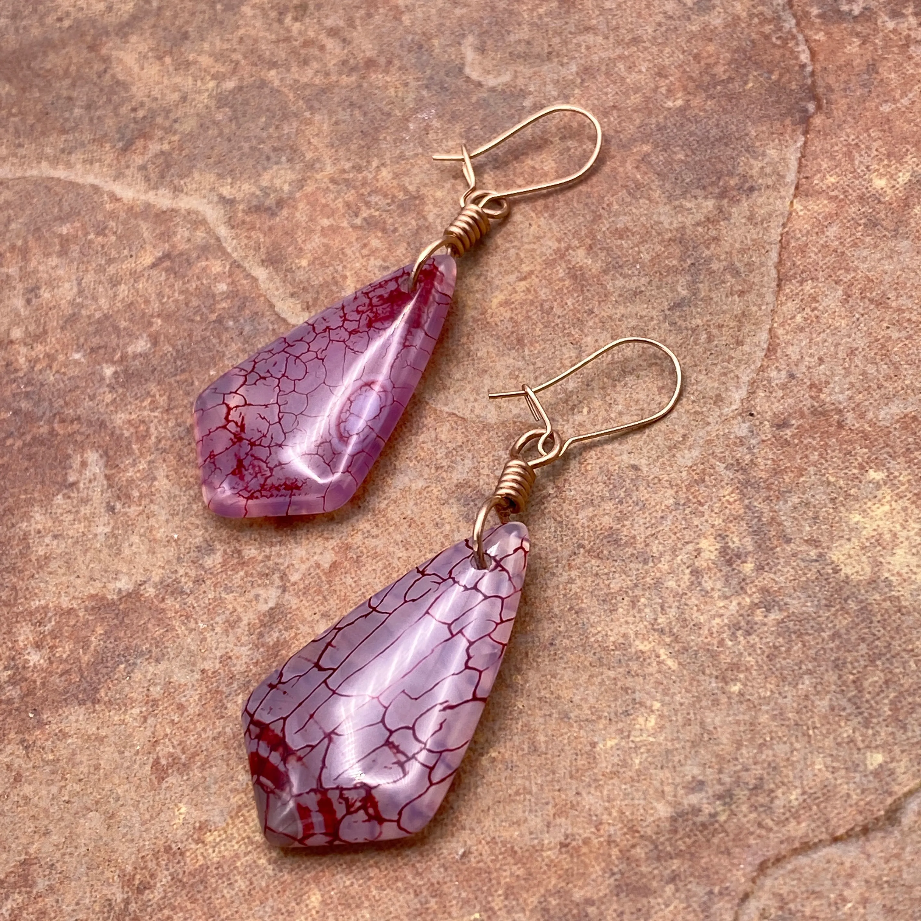 Red Dragon’s Vein Agate gemstone Earrings