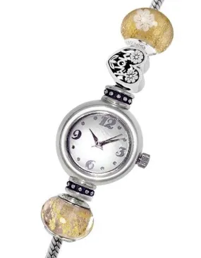 Reflection Beads Sterling Silver Watch with Mom Heart & Italian Glass Bead Set